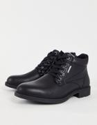 Jack & Jones Short Trucker Boots In Black Faux Leather