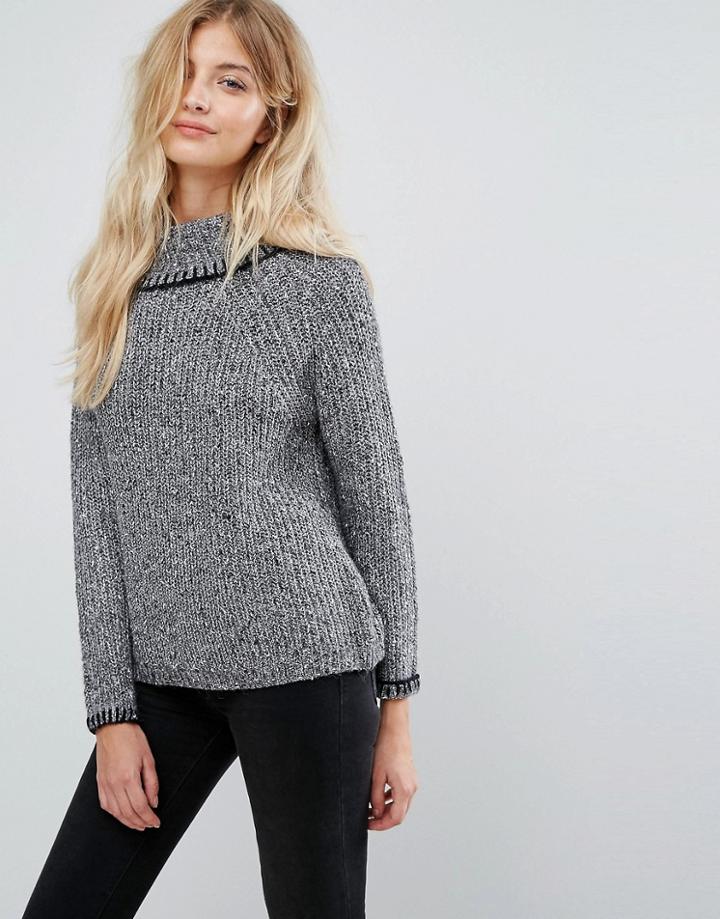 Qed London Chunky Roll Neck Sweater - Black