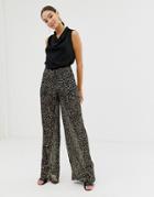 French Connection Wide Leg Sequin Pants-multi