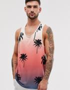 River Island Tank With Palm Tree Fade Print In Pink