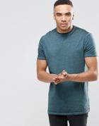 Asos Longline T-shirt With Burnout Wash In Blue