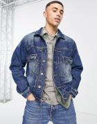 River Island Boxy Denim Jacket In Blue-blues