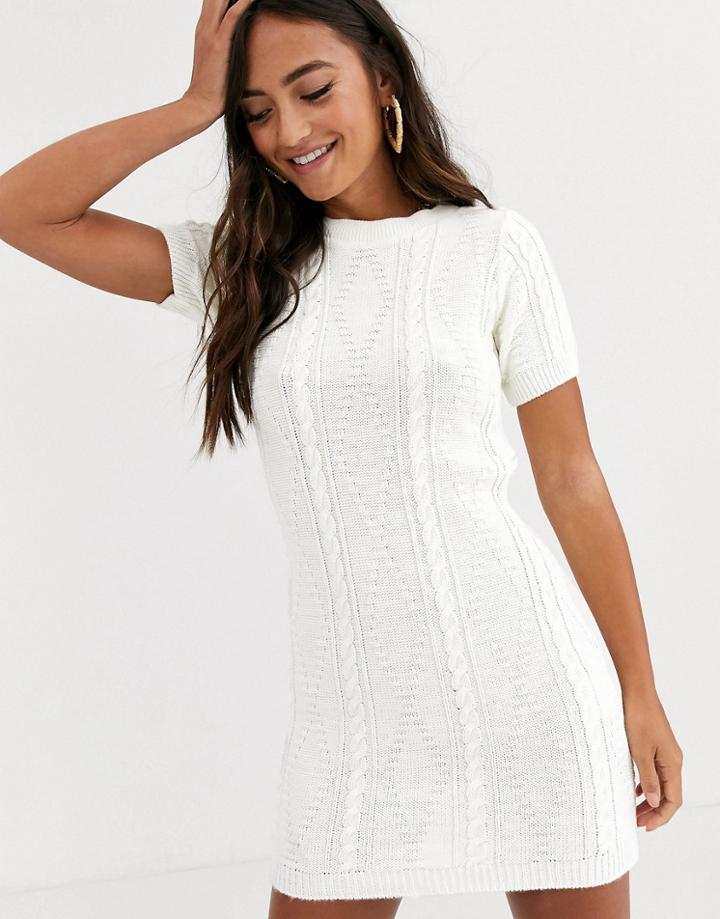In The Style X Dani Dyer Cable Knit Mini Dress In White