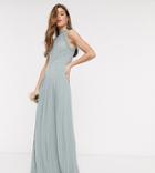 Tfnc Tall Bridesmaid Lace Back Maxi Dress In Sage-green