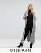 Missguided Plus Longline Check Duster Jacket - Gray