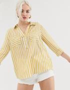 New Look Stripe Shirt In Yellow Pattern - Yellow
