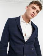 Bolongaro Trevor Wool Blend Skinny Suit Jacket In Navy