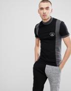 Asos Design Muscle T-shirt With Panels And Chest Print - Black