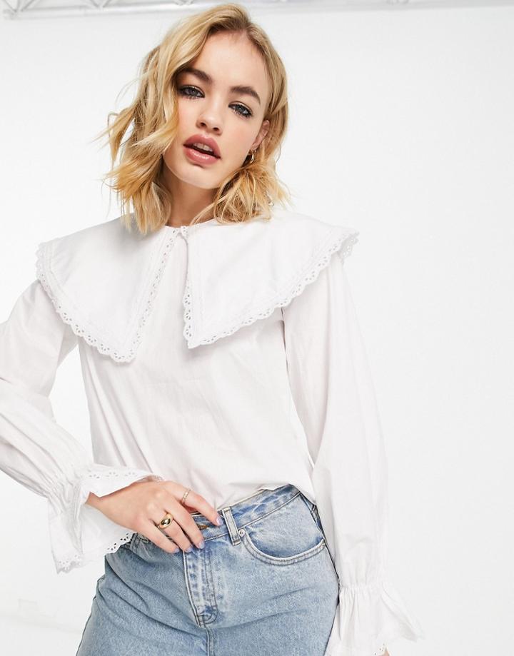 Na-kd Oversized Collar Blouse In White