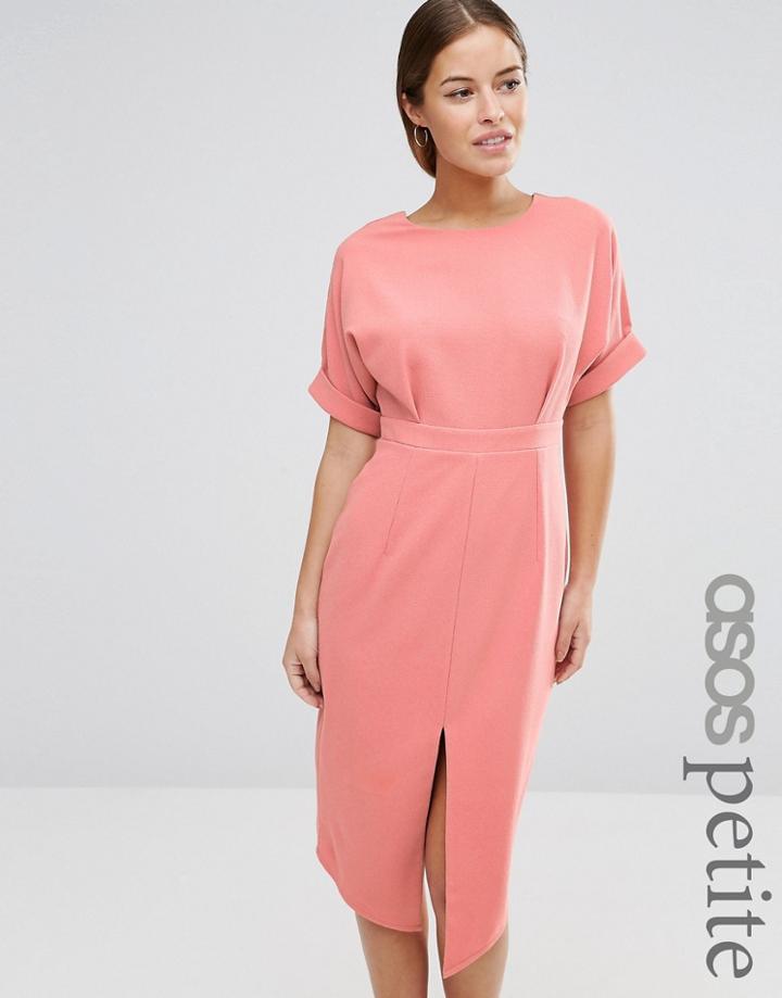 Asos Petite Smart Woven Dress With V Back And Split Front - Orange