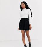 Asos Design Petite Mini Skirt With Box Pleats-black