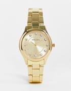 Brave Soul Stainless Steel Bracelet Watch With Diamante Face Detail In Gold