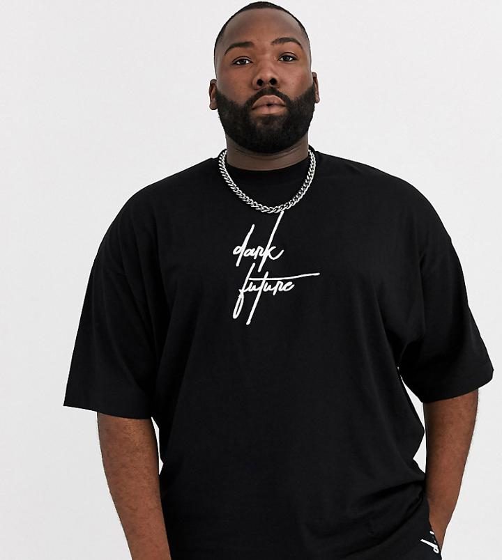 Asos Design Plus Oversized Heavyweight T-shirt With Dark Future Logo