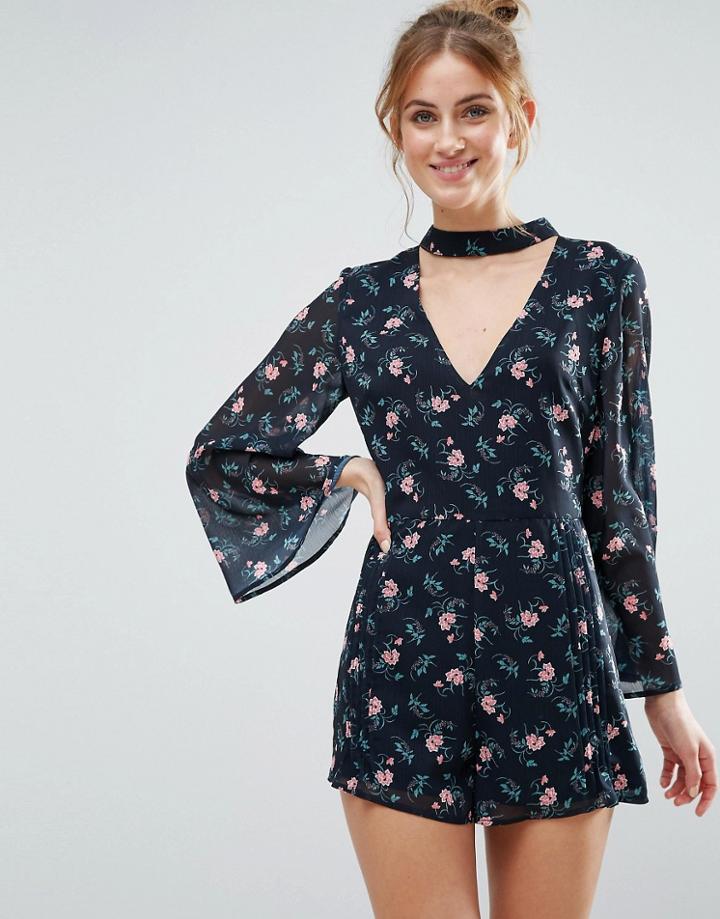 The English Factory V Front Romper - Navy