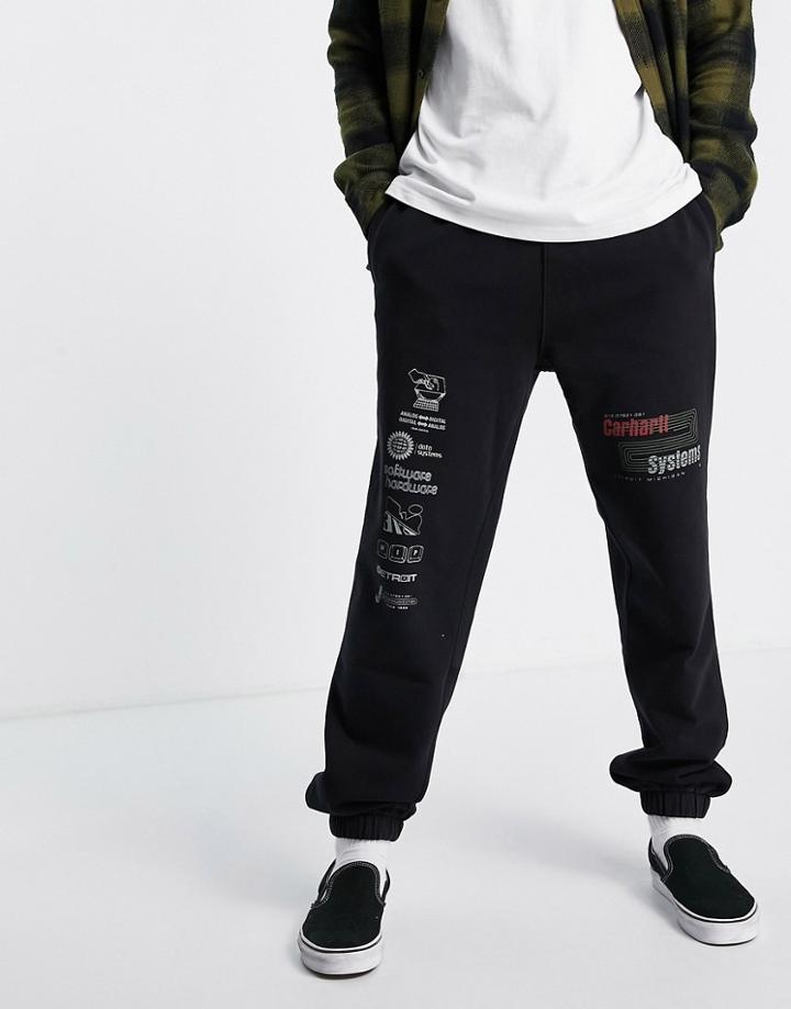 Carhartt Wip Systems Printed Sweatpants In Black