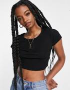 Urban Revivo Ribbed Fitted T-shirt In Black