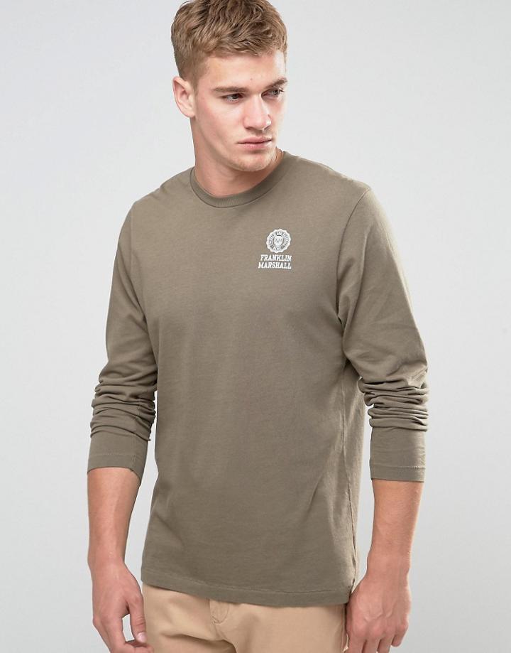 Franklin And Marshall Crest Logo Long Sleeve T-shirt - Green