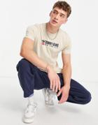 Tommy Jeans Athletic Central Logo T-shirt In Stone-neutral