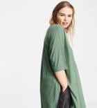 Asos Design Curve Oversized Top With Side Split In Rib In Khaki-green