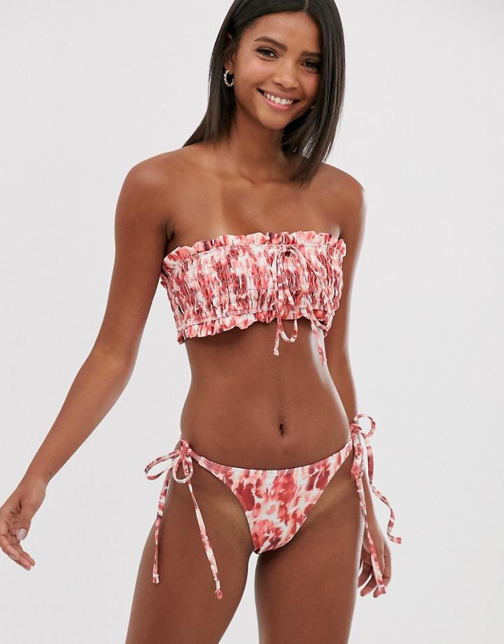 Unique21 Side-ties Tie Dye Bikini Bottoms-pink