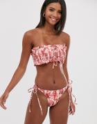 Unique21 Side-ties Tie Dye Bikini Bottoms-pink