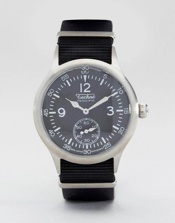 Techne Merlin Nato Strap Watch In Black - Black