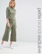 Noisy May Petite Jersey Wide Leg Culottes Co-ord - Green