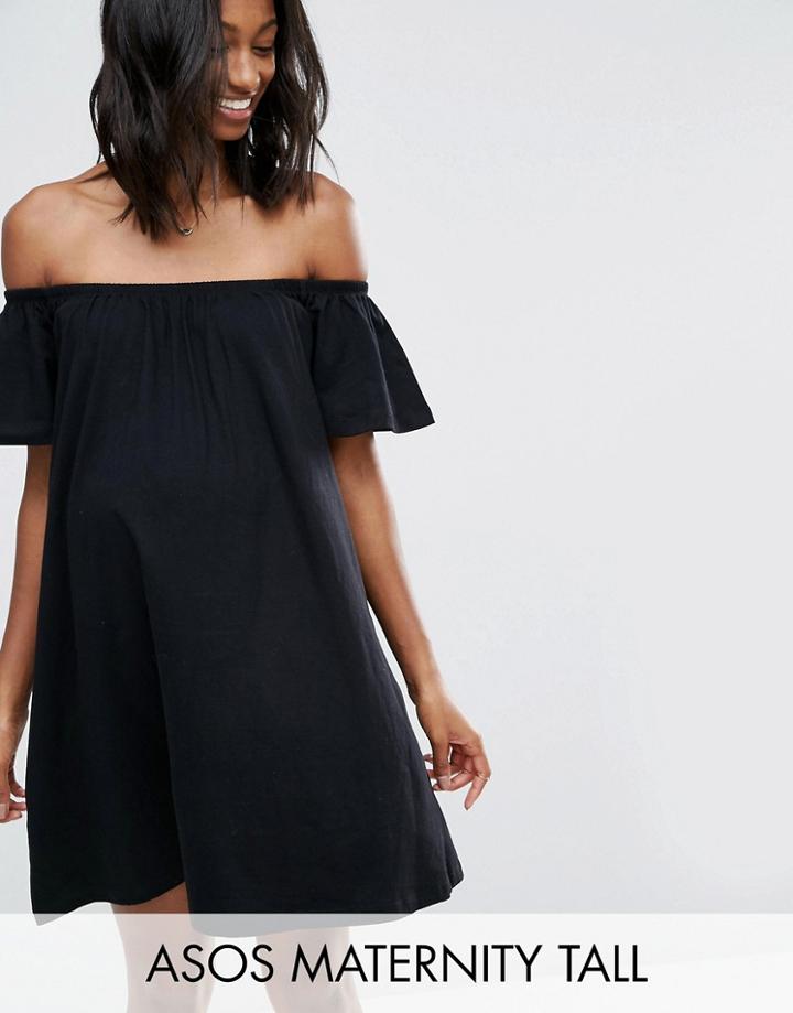 Asos Maternity Tall Off Shoulder Mini Dress - Black