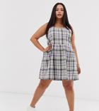 Collusion Plus Check Drop Armhole Smock Mini Dress - Multi