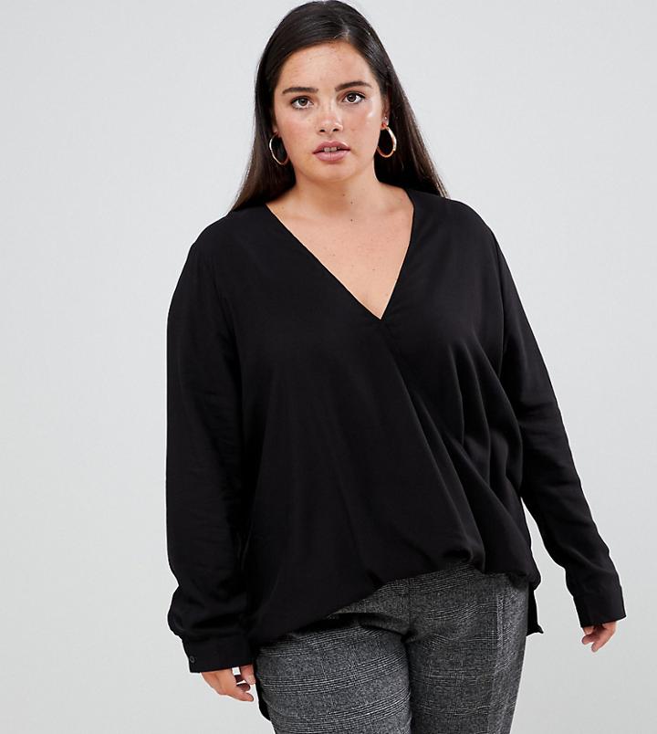Unique 21 Hero Long Sleeve Dipped Hem Top - Black