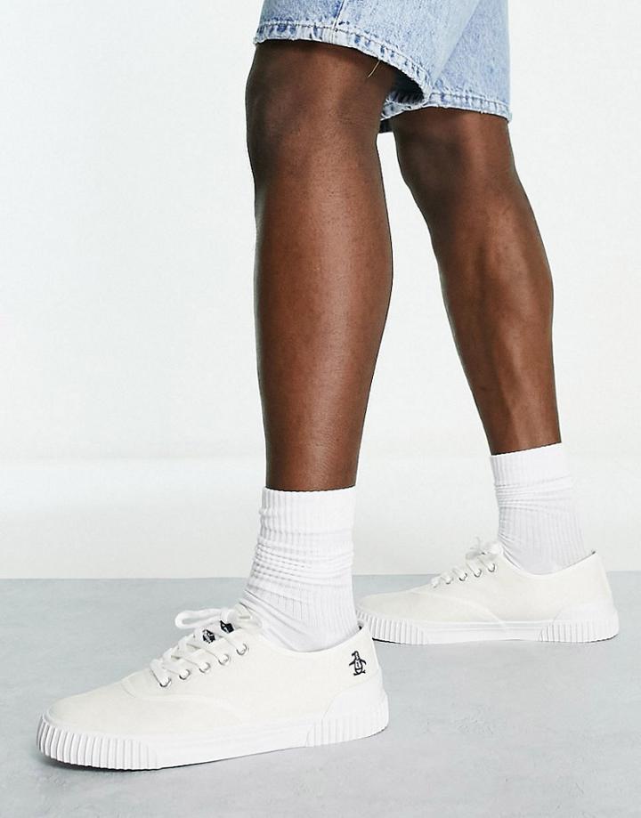 Original Penguin Lace Up Sneakers In Ecru-neutral
