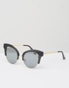 7x Half Frame Cat Eye Sunglasses - Black