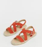 Simply Be Extra Wide Fit Cross Strap Espadrille Sandals In Red - Red