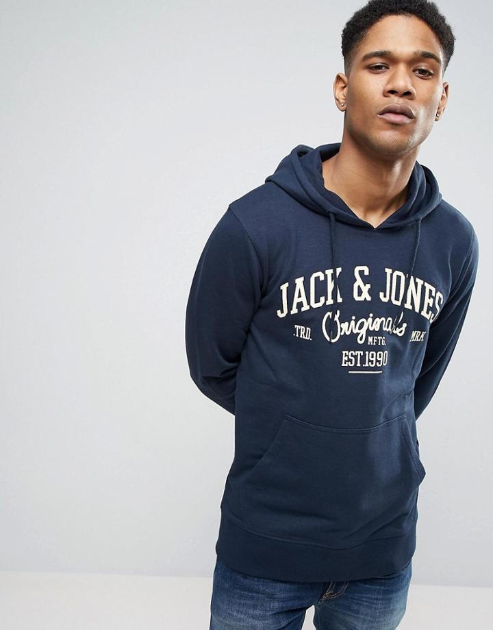 Jack & Jones Originals Hoodie With Graphic Print - Navy