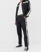 Sacred Hawk Tapered Jeans With Side Stripe - Black