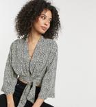 Asos Design Tall Batwing Wrap Around Top In Animal Print-multi