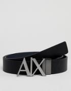 Armani Exchange Leather Reversible Belt In Black/gray - Black