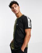 Le Breve Lounge Joker T-shirt In Khaki And Black - Part Of A Set-green