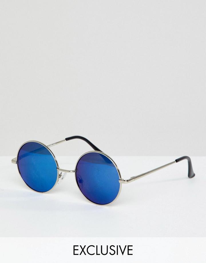 Reclaimed Vintage Inspired Round Sunglasses In Silver Exclusive To Asos - Silver