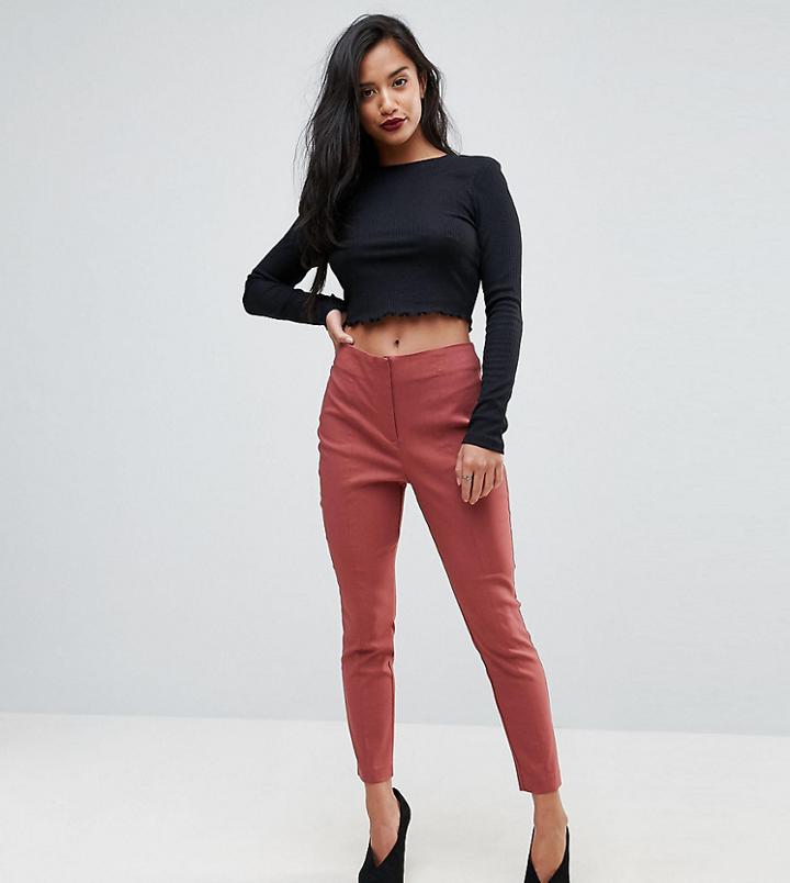 Asos Petite High Waist Pants In Skinny Fit - Orange