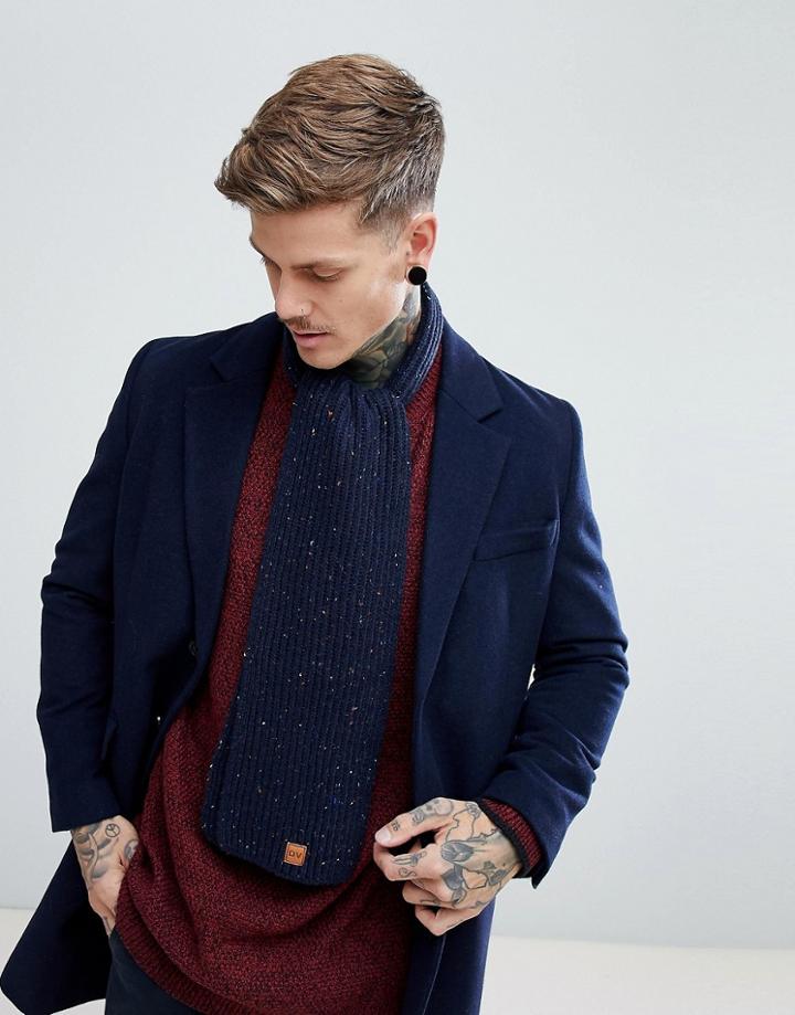 Dead Vintage Cable Scarf With Navy Fleck - Blue