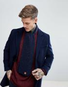 Dead Vintage Cable Scarf With Navy Fleck - Blue