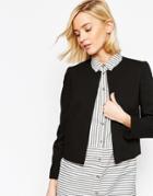 Asos Crop Tailored Blazer In Crepe - Black