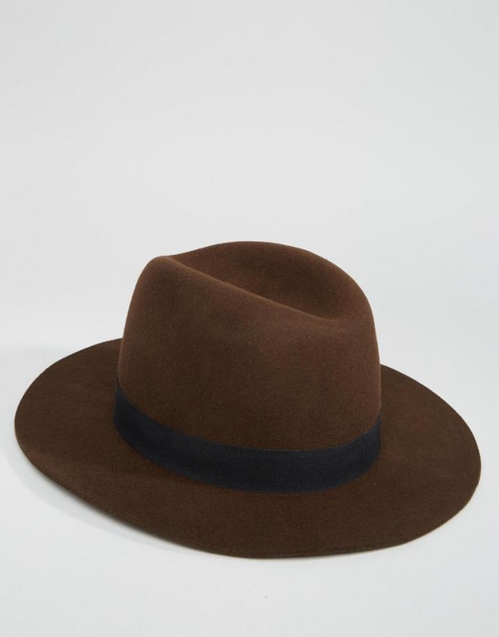 Asos Fedora In Brown - Brown