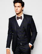 Selected Homme Prince Of Wales Check Suit Jacket In Skinny Fit - Dark Blue