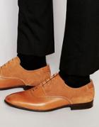 Asos Oxford Shoes In Tan Leather And Suede Mix - Tan