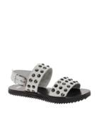 Asos Fighter Leather Studded Flat Sandals - Gray