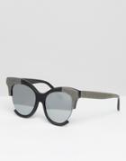 Vow London Handmade Cut Away Side Cat Eye Sunglasses - Silver Glitter