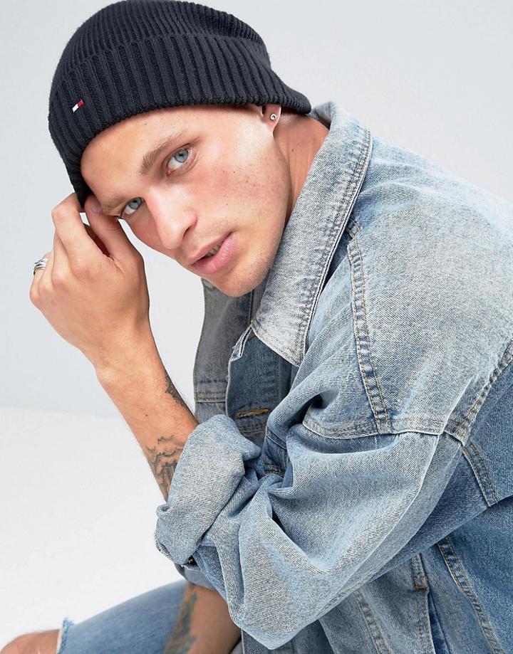 Tommy Hilfiger Cashmere Mix Beanie In Black - Black