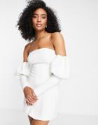 Ever New Bridal Structured Puff Sleeve Mini Dress In Ivory-white